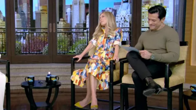 Gabriela Hearst Mey­ers Long Sleeve Shirt­dress worn by Kelly Ripa as seen in LIVE with Kelly and Mark on March 27, 2024