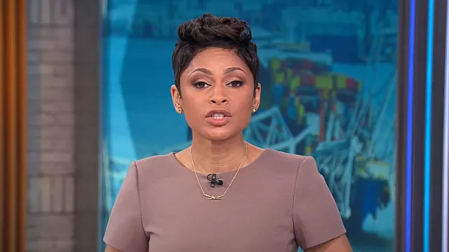 Calvin Klein Short Sleeve Belted Sheath Dress worn by Jericka Duncan as seen in CBS Mornings on March 27, 2024