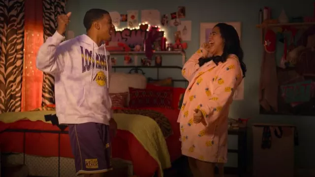 Forever 21 Men LA Lakers Shorts worn by Jamal Turner (Brett Gray) as seen in On My Block (S04E05)