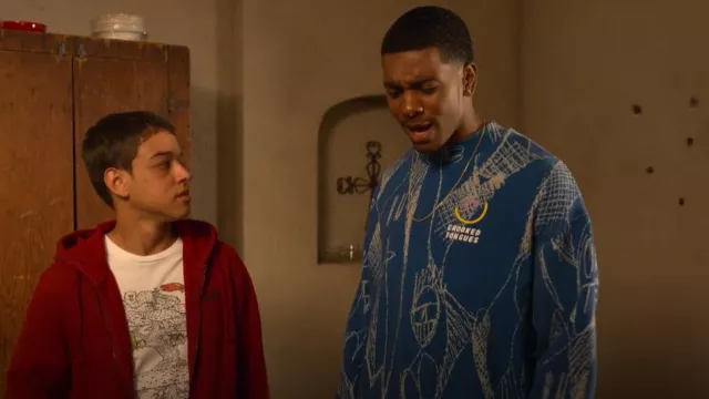 Crooked Tongues Doodle Sweatshirt worn by Jamal Turner (Brett Gray) as seen in On My Block (S04E08)