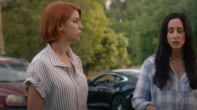 Camisa Sheila de marco usada por Anne Carlson (Danielle Kind) como se ve en Workin' Moms (T06E10)