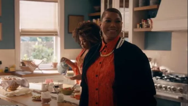 Bottega Veneta Textured Printed Blouse worn by Robyn McCall (Queen Latifah) as seen in The Equalizer (S04E05)