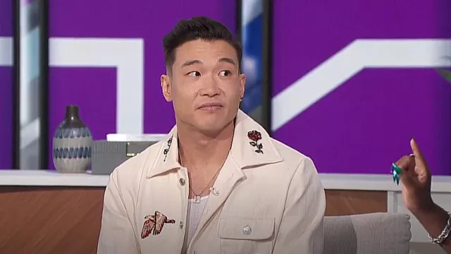 Yony Western Embroidered Chore Jacket worn by Joel Kim Booster as seen in The Talk on April 1, 2024