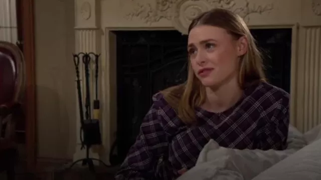 Veronica Beard Hughett Plaid Top worn by  Claire Grace (Hayley Erin) as seen in The Young and the Restless on April 2, 2024