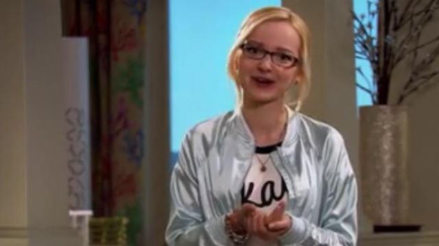 Bomber satin clear to Maddie (Dove Cameron) in Liv and Maddie S4E02
