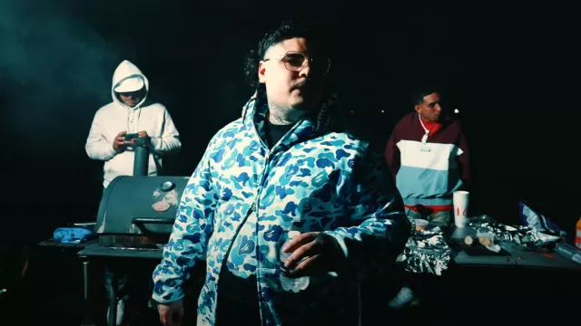Bape Light Blue ABC Camo Shark Zip Hoodie worn by That Mexican OT in That Mexican OT - Kick Doe Freestyle (feat. Homer & Mone) (Official Music Video)