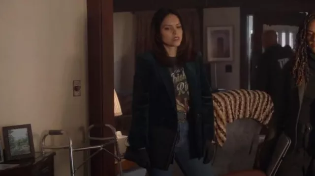 Zadig & Voltaire Visko Velvet Single Breasted Blazer worn by Angela Lopez (Alyssa Diaz) as seen in The Rookie (S06E05)