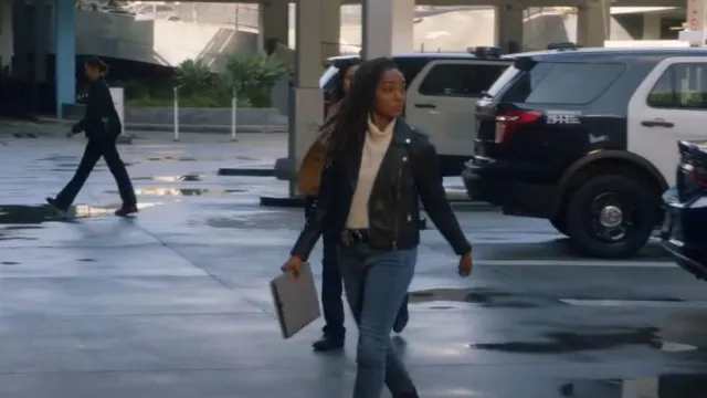 Mango Rib Turtleneck Sweater worn by Nyla Harper (Mekia Cox) as seen in The Rookie (S06E05)