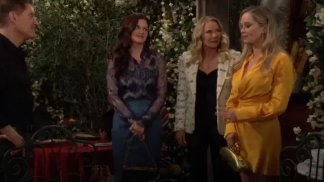 Simkhai Talit Dress in Goldenrod worn by  Donna Logan(Jennifer Gareis) as seen in The Bold and the Beautiful on April 2, 2024