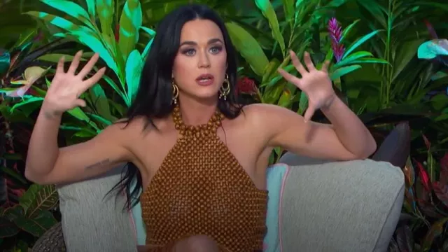 Andres Otalora Beads Adea Top worn by Katy Perry as seen in American Idol (S22E08)