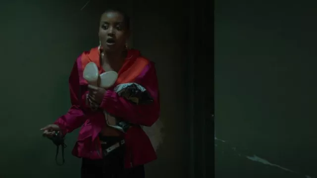 Dries van Noten Valera Col­or­block Anorak worn by Ella (Andrea Bordeaux) as seen in Run the World (S01E02)