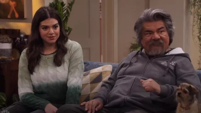 Sincerely Jules St Patricks Day Green Ombre Crewneck Crop Sweater worn by Mayan (Mayan Lopez) as seen in Lopez vs Lopez (S02E03)