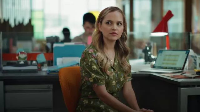 Modcloth Princess Highway Heather Ditsy Dress worn by Ainsley (Stephanie Styles) as seen in Loot (S02E03)
