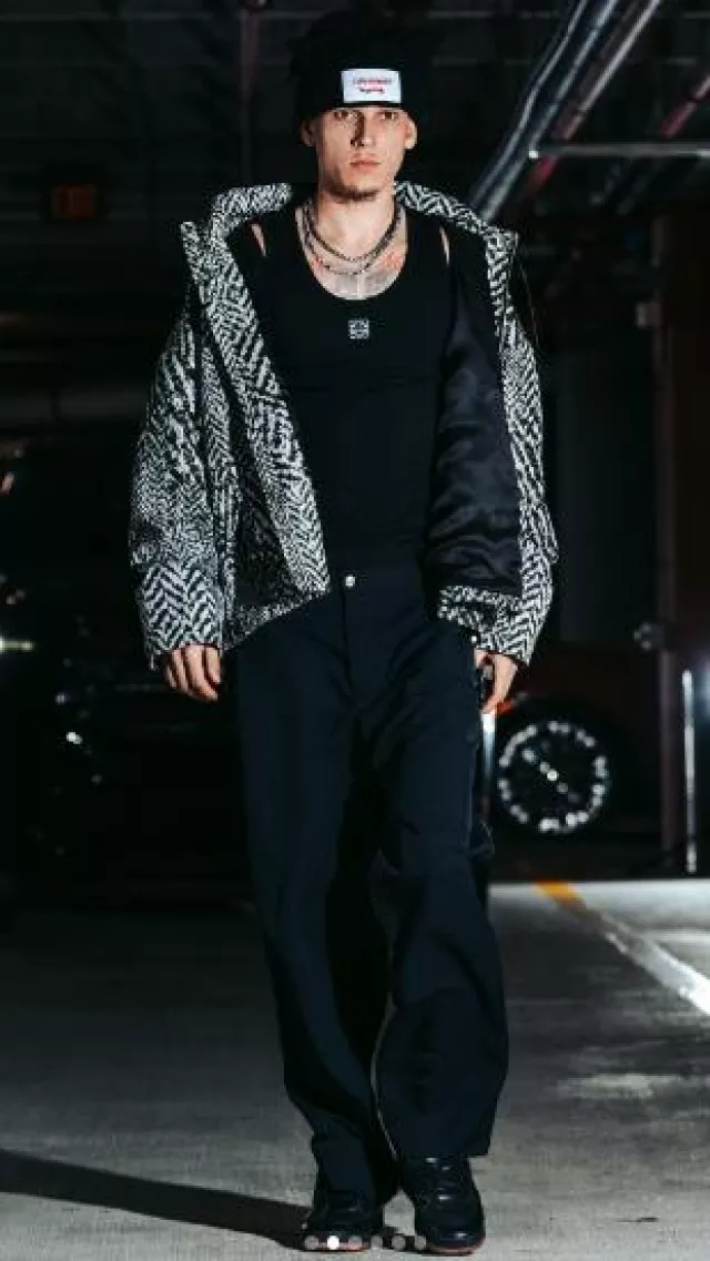 Loewe White & Black Herringbone Print Jacket worn by Tyler Herro on his Instagram account @nolimitherro