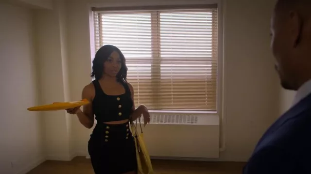Balmain Knit Button Skirt worn by Renee (Bresha Webb) as seen in Run the World (S01E04)