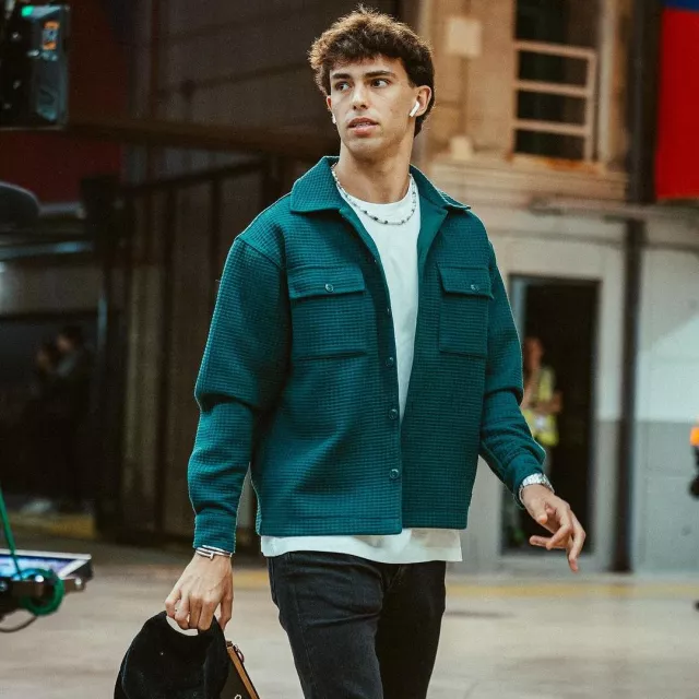 Zara Waffle Green Jacket worn by Joao Felix on his Instagram account @joaofelix79