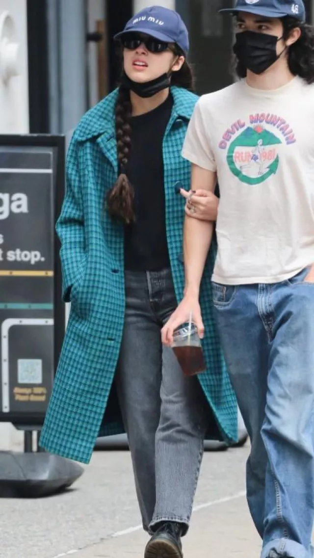Miu Miu Cloth Cap worn by Olivia Rodrigo in New York City on April 10, 2024