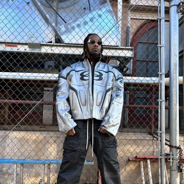 Chanel Silver & Blue Round Metal Sunglasses worn by Offset on the Instagram account @offsetyrn