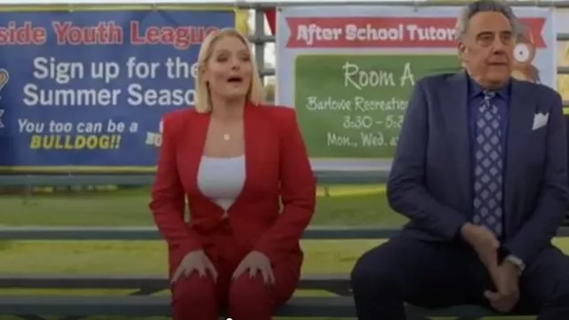 Zara Belted High Waist Trousers in Red worn by Lexi (Lauren Ash) as seen in Not Dead Yet (S02E07)