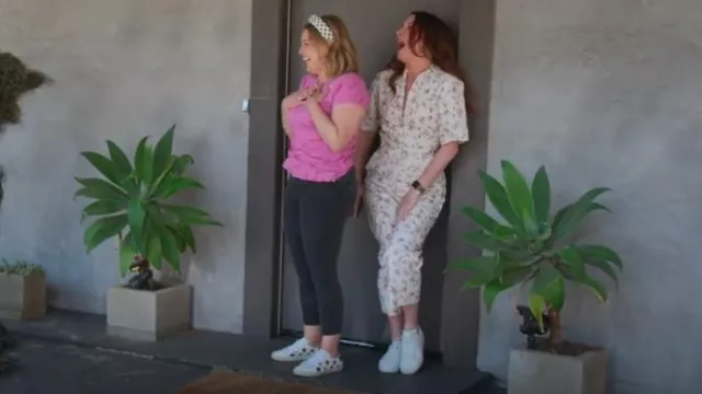 Isabel Marant Talma Floral-Print Cotton Jumpsuit worn by Clea Shearer as seen in Get Organized with The Home Edit (S02E07)