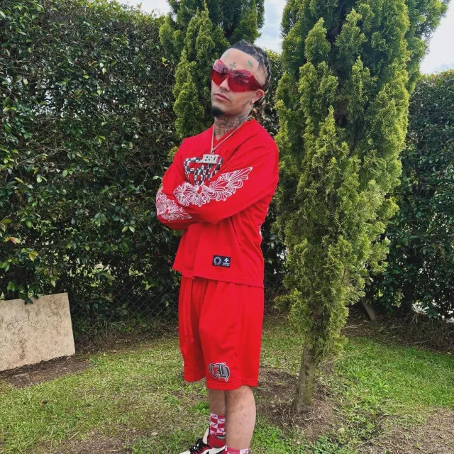 Chrome Hearts Matty Boy Red Form Hockey Jersey worn by Lil Pump on the Instagram account @lilpump