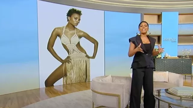 Monse High-waisted pinstripe Tailored Trousers worn by Tamron Hall as seen in Tamron Hall Show on  April 9, 2024