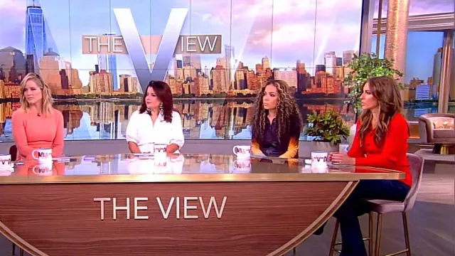 Proenza Schouler Ribbed Cardigan worn by Alyssa Farah as seen in The View on  April 12, 2024