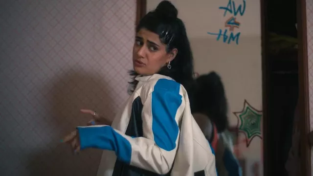 Glassons Blue Faux Leather Biker Jacket worn by Amerie Wadia (Ayesha A. Madon) as seen in Heartbreak High (S02E01)