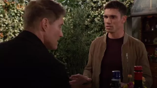 All Saints Kemble Suede Jacket worn by Dr. John Finnegan (Tanner Novlan) as seen in The Bold and the Beautiful on April 9, 2024