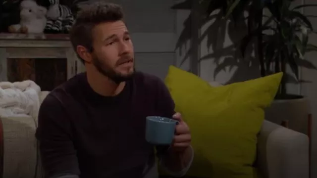 Theory Hilles Ombré Cashmere Sweater worn by  Liam Spencer (Scott Clifton) as seen in The Bold and the Beautiful on April 10, 2024