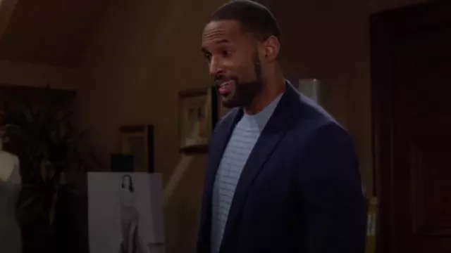 Suéter de cuello redondo texturizado de Emporio Armani usado por Carter Walton (Lawrence Saint-Victor) como se ve en The Bold and the Beautiful el 12 de abril de 2024