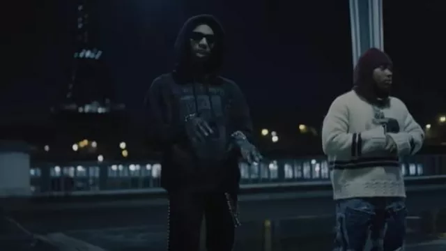 Lanvin x Future Black Star Quilted Leather Gloves worn by Key Glock in Zo Trapalot & Key Glock - Tag Team (Official Music Video)
