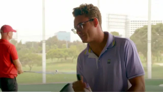 Psycho Bunny Denison Tipped Piqué Polo In Digital Lavender worn by James Kennedy as seen in Vanderpump Rules (S11E11)