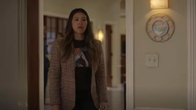 Re/Done Classic Tee Just Send Wine worn by Nell Serrano (Gina Rodriguez) as seen in Not Dead Yet (S02E08)