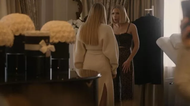 Sandro Star-Print Flared Satin Trousers worn by Cora (Tavi Gevinson) as seen in American Horror Story (S12E08)