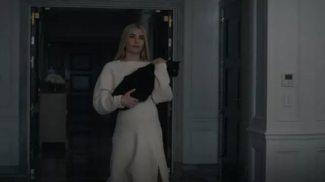 Proenza Schoule Slits-Hem Long-Sleeve Boucle Midi Dress In Ivory worn by Madison Montgomery (Emma Roberts) as seen in American Horror Story (S12E08)