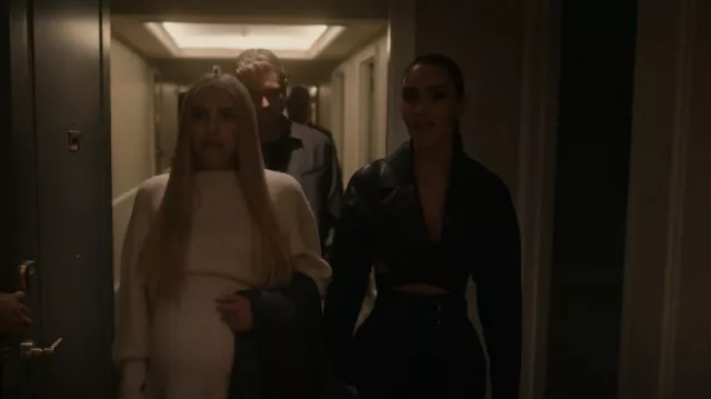 Alaïa Corset Elastique Stretch Belt Black worn by Siobhan Corbyn (Kim Kardashian) as seen in American Horror Story (S12E08)