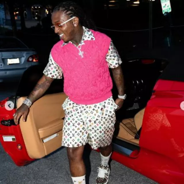 Louis Vuitton x Tyler The Creator Cream Monogram Socks worn by Jacquees on the Instagram account @jacquees