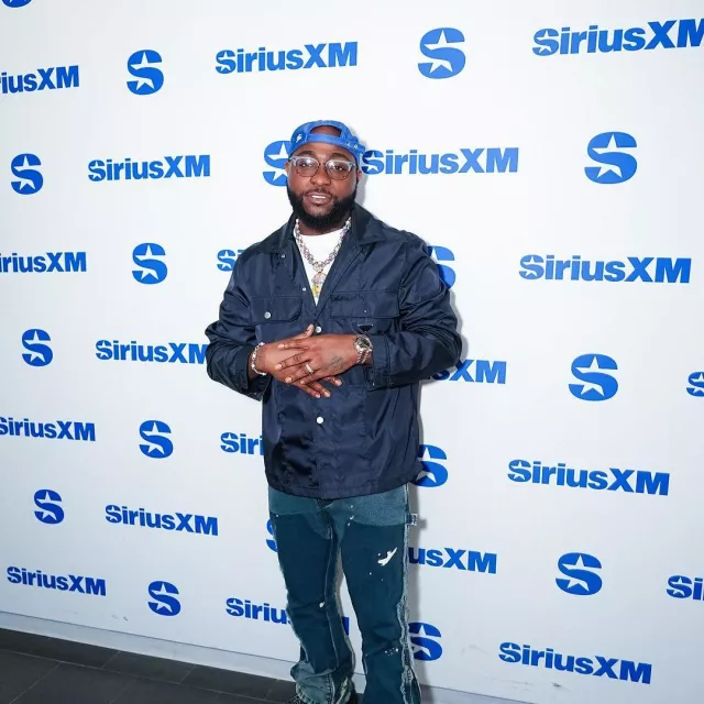 Burberry Royal Blue Small-EKD Hat worn by Davido on the Instagram account @davido