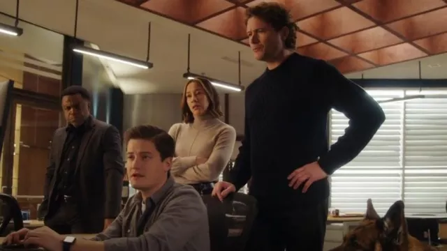 Rag and Bone Dexter Aran Knit Cotton Crew usado por Charlie Hudson (John Reardon) como se ve en Hudson & Rex (S06E14)