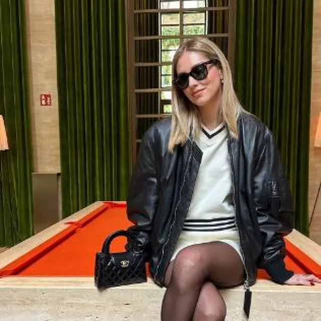 Chanel Mini Shopping Bag in Shiny Aged Calfskin & Gold-Tone Metal Black worn by Chiara Ferragni on her Instagram Story on April 20, 2024