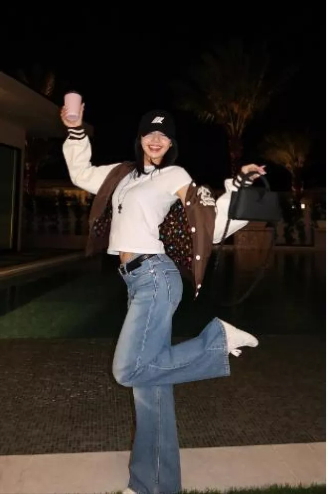 Louis Vuitton Embroidered Varsity Jacket worn by Lisa on her Instagram Post on April 20, 2024