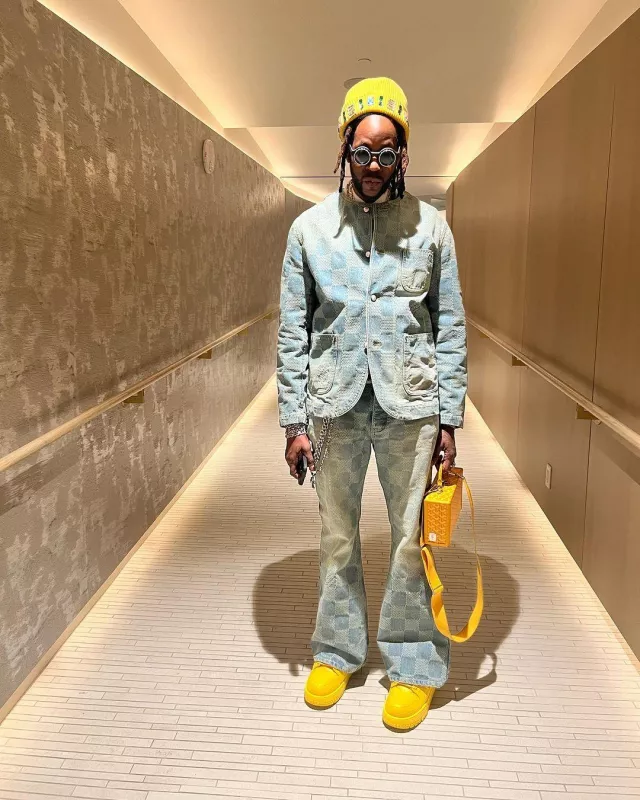 Sac malle 'Grand Hotel' jaune Goyard porté par 2 Chainz sur le compte Instagram @2chainz
