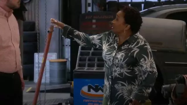 Rag & Bone Cleo Floral Western Silk Blend Button Up Shirt worn by Lucretia Turner (Wanda Sykes) as seen in The Upshaws (S05E01)