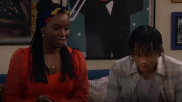 Maeve Lace-Sleeve Top worn by Abishola (Folake Olowofoyeku) as seen in Bob Hearts Abishola (S05E11)