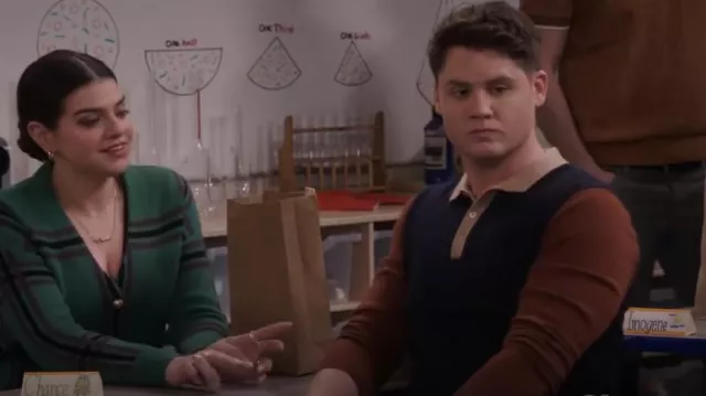 Express Color Block Merino Wool Sweater Polo worn by Quinten (Matt Shively) as seen in Lopez vs Lopez (S02E07)