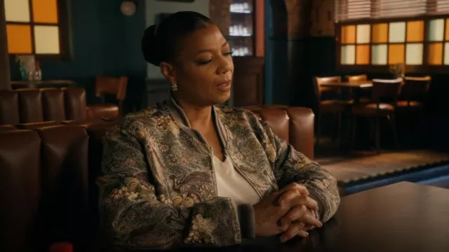 Etro Print­ed Tech Bomber Jack­et worn by Robyn McCall (Queen Latifah) as seen in The Equalizer (S04E06)