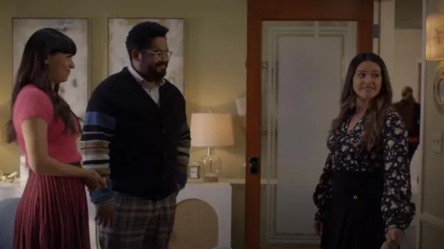 Sandro Katyna Tweed Pleated Skirt worn by Nell Serrano (Gina Rodriguez) as seen in Not Dead Yet (S02E10)