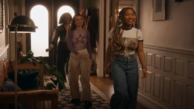 Ganni Wide-Leg Jacquard Denim Pants worn by Delilah (Laya DeLeon Hayes) as seen in The Equalizer (S04E06)