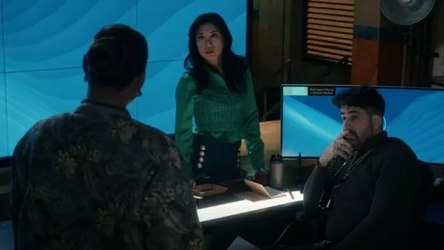 Alice + Olivia Leon Shirt in Light Emerald worn by Melody 'Mel' Bayani (Liza Lapira) as seen in The Equalizer (S04E06)
